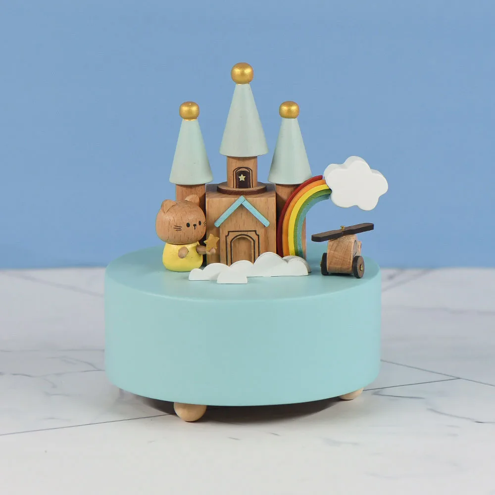 

Wonderful Design Rainbow Castle Wooden Toy Music Boxes For Souvenir