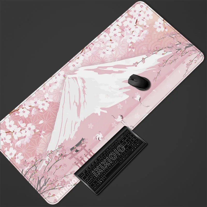 

Коврик для мыши Gamer Pink Japanese Cherry Blossom Printon demand Домашний коврик для мыши XXL Коврик для клавиатуры Натуральный каучуковый настольный коврик