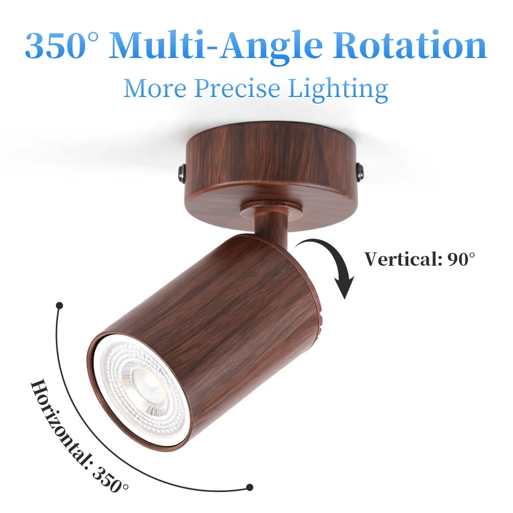 LED Shop Spot Lamp Wooden GU10 Ceiling Lamp Replaceable Bulb Indoor for Corridor Home Decor Rotating Ceiling Spot Light 220V