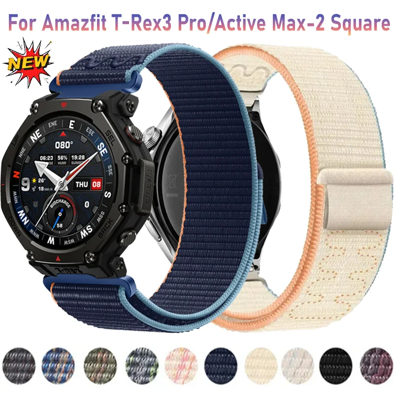 20 mm 22 mm Nylonarmband für Amazfit T-Rex3 Pro/Active Max-2 Square/Helio, geflochtenes, bequemes Armband für Amazfit Bip 6/Balance 2