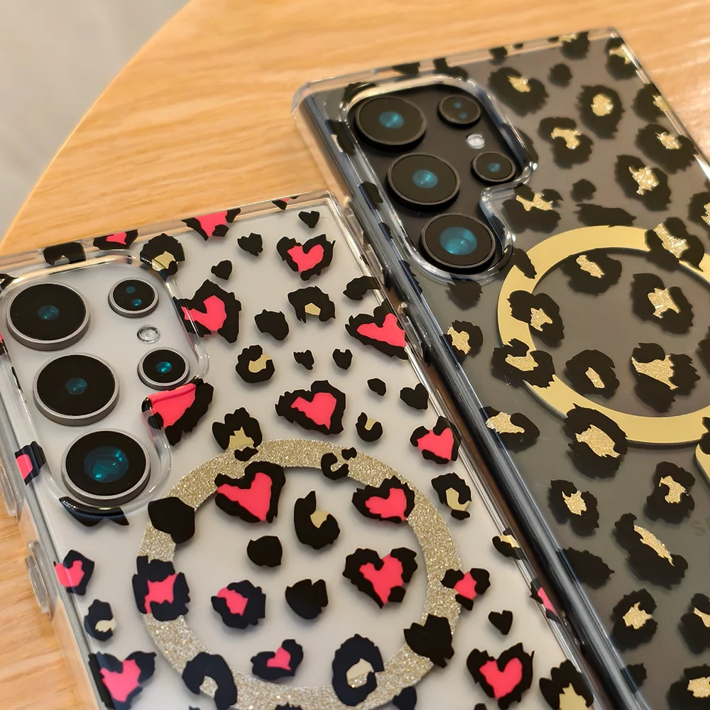 S24/S25ULTRA جاذبية مغناطيسية مثيرة على شكل الفهد مناسبة لهاتف Samsung Galaxy S25 FE S24 S23. (Pc+tpu) مقاوم للماء