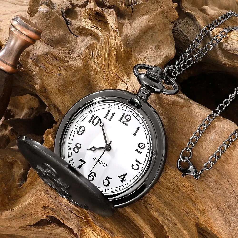 Vintage Pirate Anchor Quarzt Pocket Watch with Chain Necklace Vintage Quartz Pendant Watches Clock Chain Mens Women