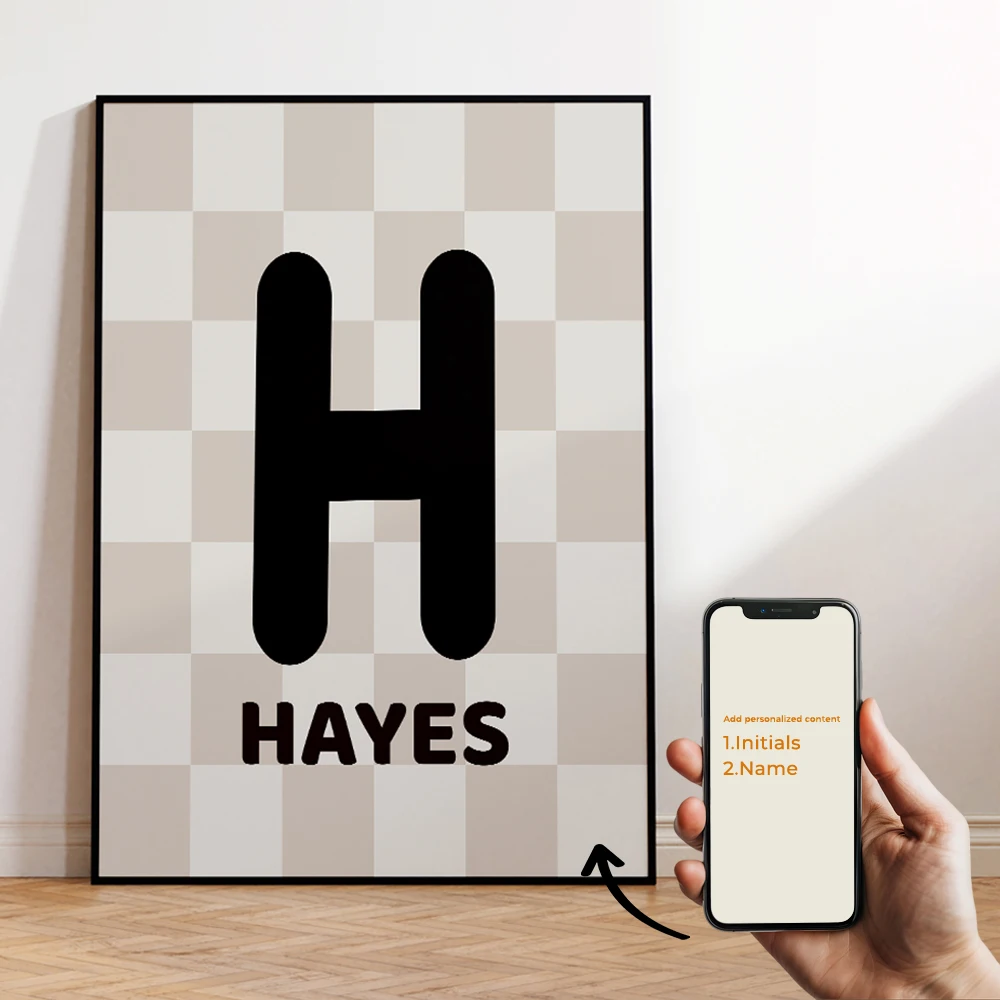 

Personalization Name Custom Initials Gridding Wall Art Framed Print Picture Living Room Kids Girl Boy Room Home Decor Gift