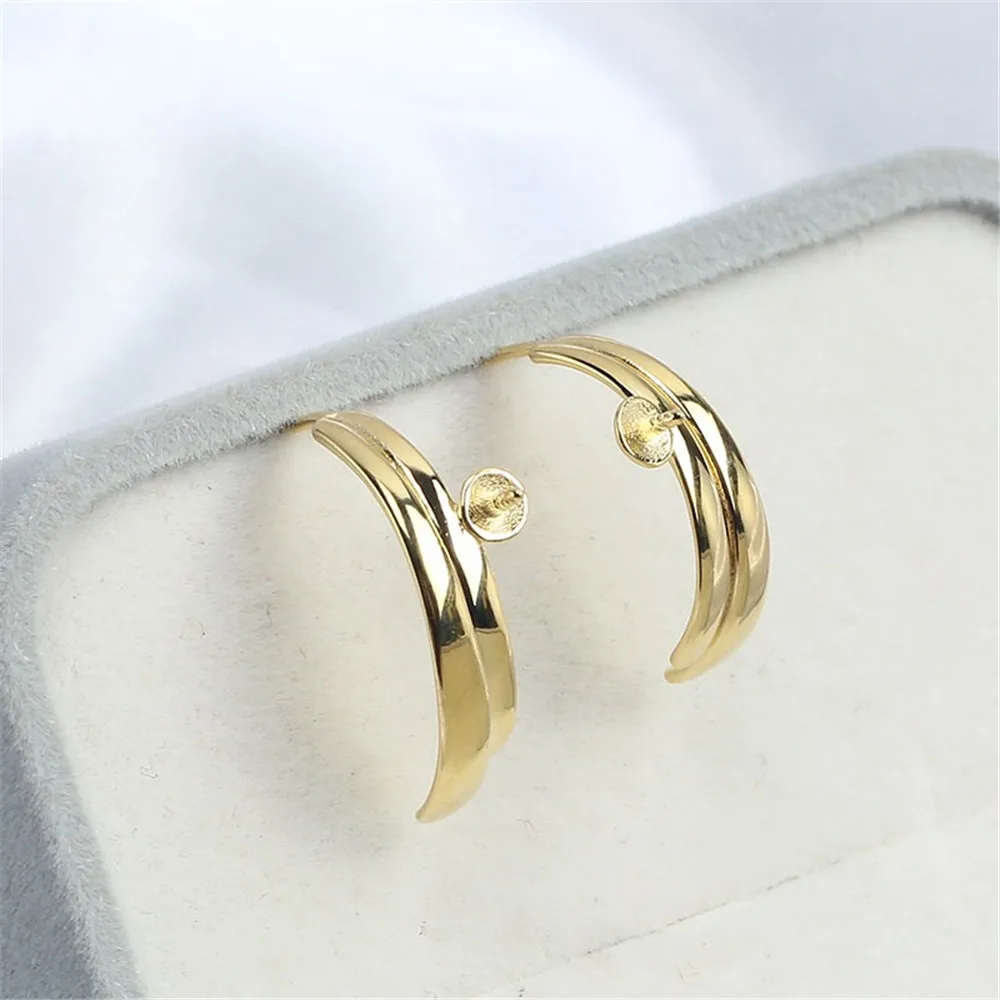 S925 Sterling Silver Pearl Earring Settings DIY Jewelry Making Supplies Blank Earring Posts for Handcrafted Accessories No Pearl