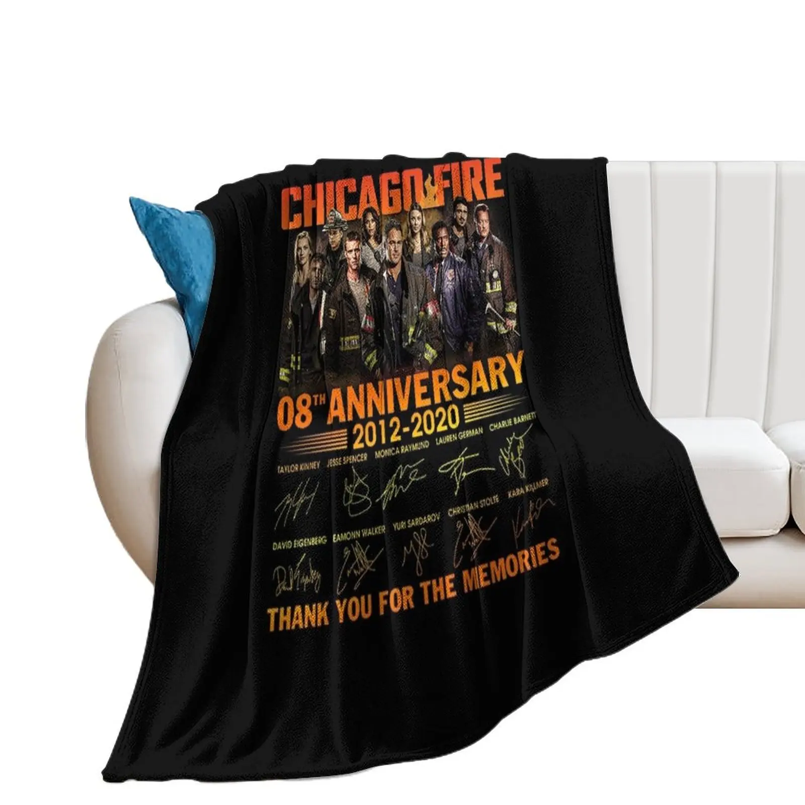 CHICAGO -FIRE 8TH ANNIVERSARY 2012 2020 THANK YOU FOR THE MEMORIES Throw Blanket Sofas Flannel Polar Blankets