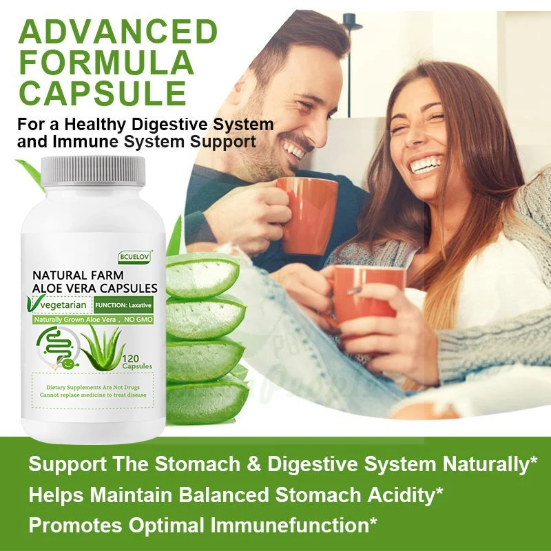 Aloe Vera Extract Capsules - Maximum Strength Detox, Supports Cleansing, Acidity Balancing & Immune Support 120 Capsules