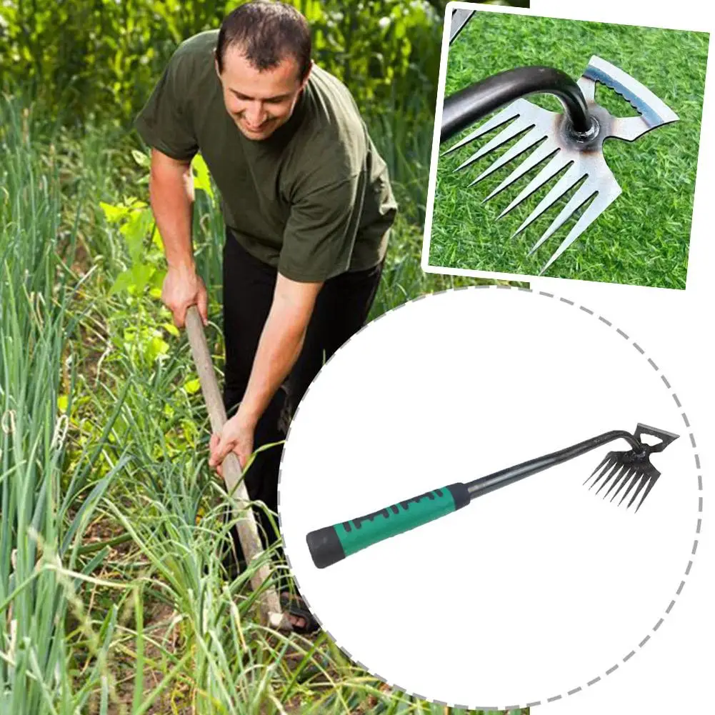 2 in 1 Garden Weeder Rake Tools Manual Weed Grass Rooting Shovel Manganese Steel Loosening Soil Digging Agricultural Tool