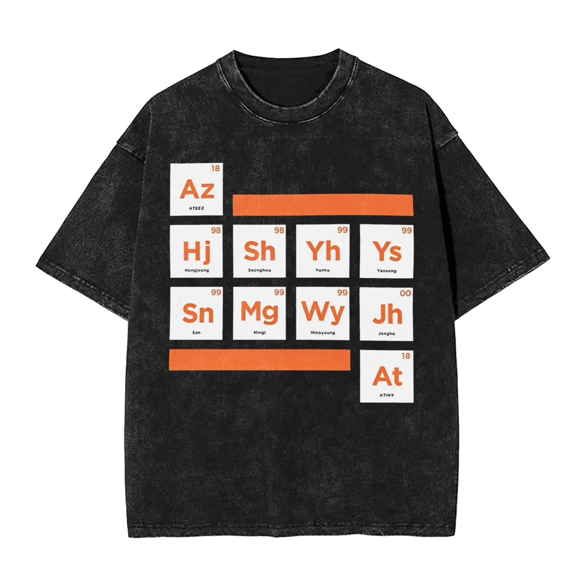 

ATEEZ Periodic Table T-Shirt Simple T Shirts Short Sleeve Streetwear Tops Beach Casual O Neck Oversized Clothing