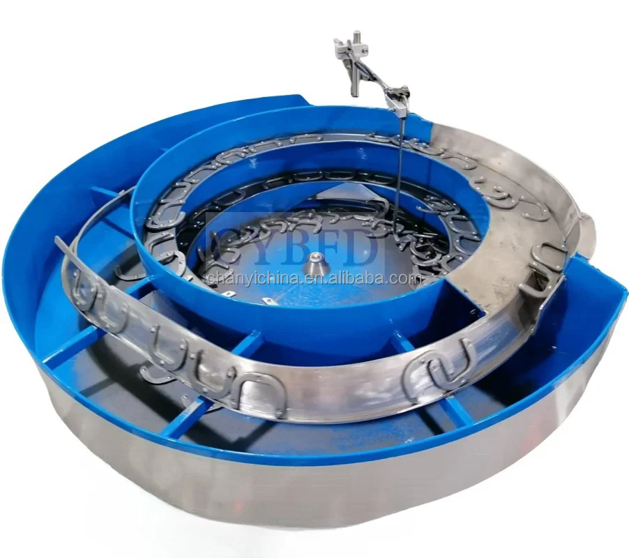 Horseshoe-shaped vibratory feeder, U-shaped metal vibratory feeder, custom vibratory feeder for hardware parts.