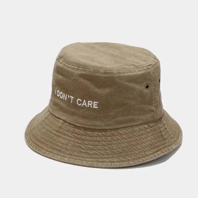 

Retro Washed Denim Embroidery Letter Fisherman's Hat Women Men Fashion Fisherman Cap Outdoor Mountain Climbing Sunscreen Hat