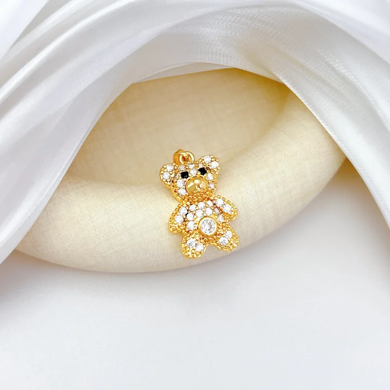 5 قطعة/المجموعة العصرية لطيف لامعة الزركون الدب النحاس المعلقات سحر اليدوية عقد دي اي واي صنع المجوهرات مجموعة هدايا عيد بالجملة