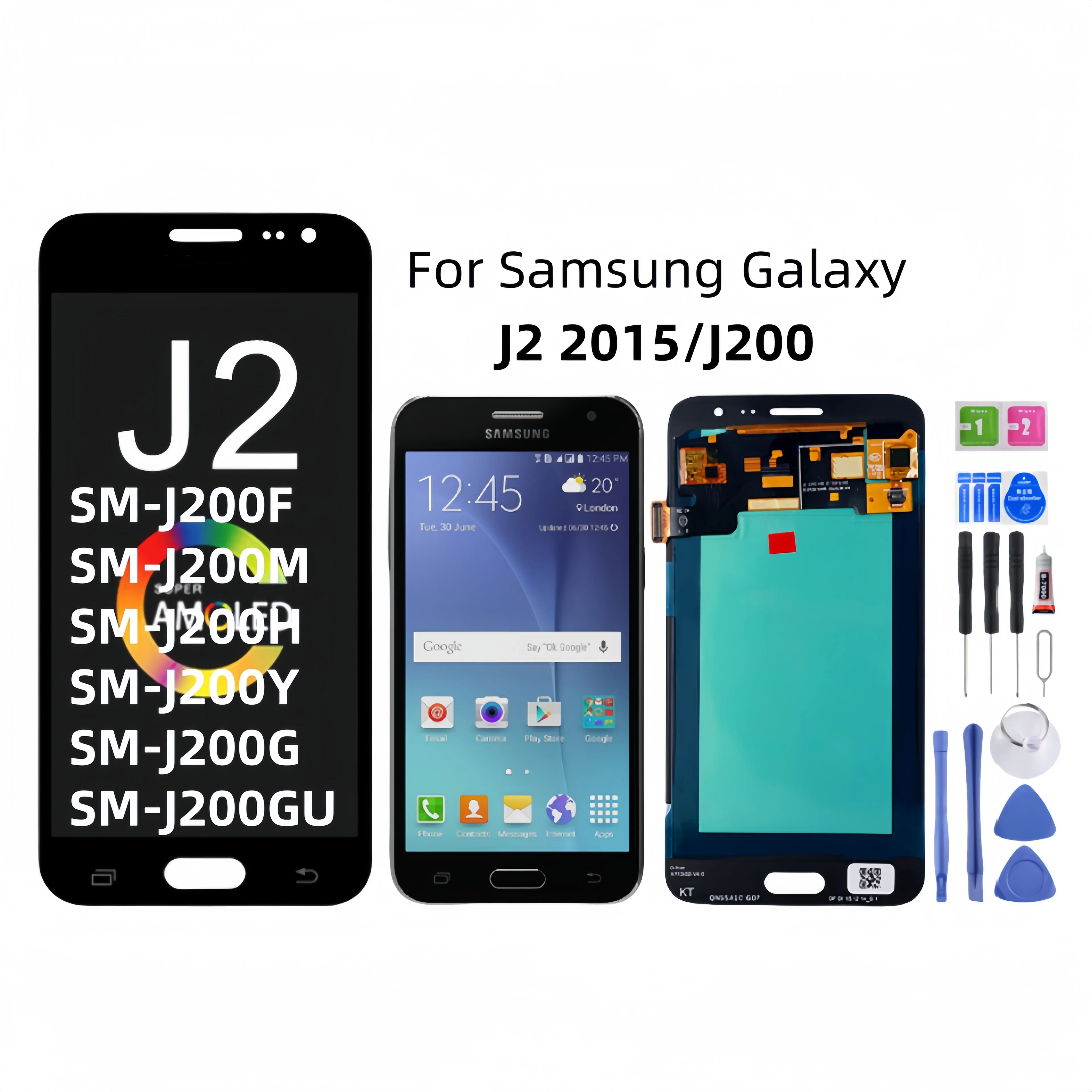 LCD Display Touch Screen Digitizer Assembly Replacement, Samsung Galaxy J2 2015, J200, SM-J200F, J200G, J200H,J200GU,J200M,J200Y