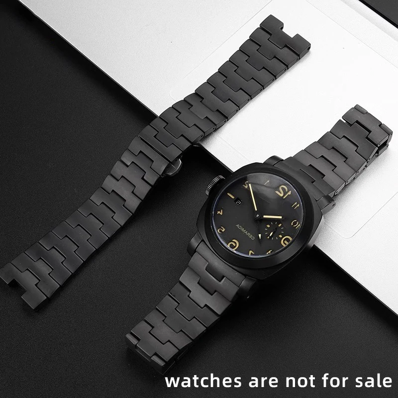 For Panerai watch strap PAM441/438 arc series high quality frosted ceramic watch strap accessories 24mm black  Free Tool