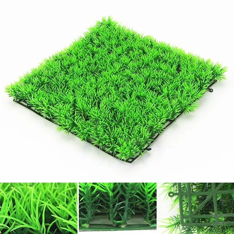 Artificial Green Grass Plant Lawn Turf Aquatic Aquarium Fish Tank Decor Fake Moss Aquarium Ornaments Aquarium Supplies