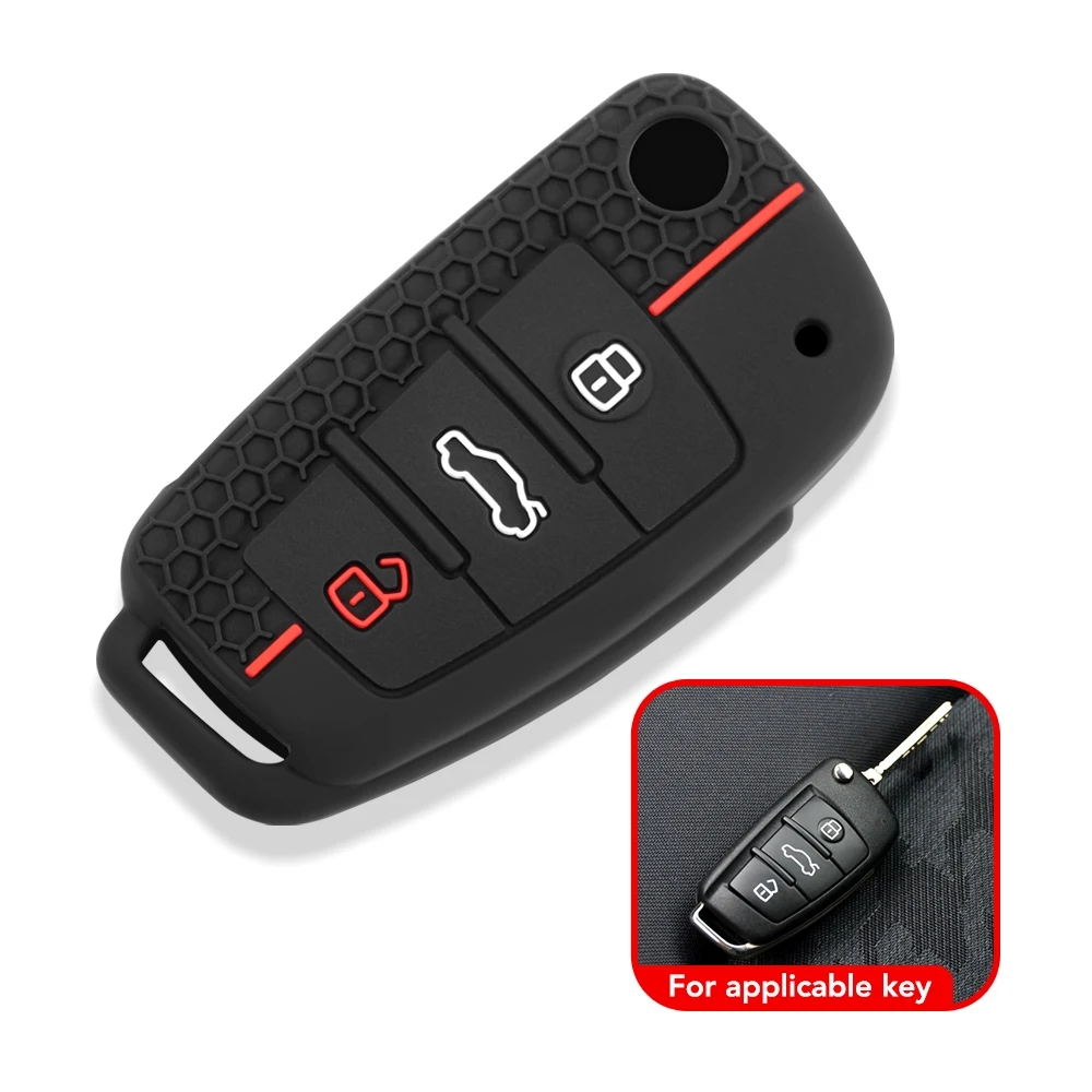 Silicone Car Key Cover Protector Case for Audi A3 A4 A5 C5 C6 8L 8P B6 B7 B8 C6 RS3 Q3 Q7 TT 8L 8V S3 view 2