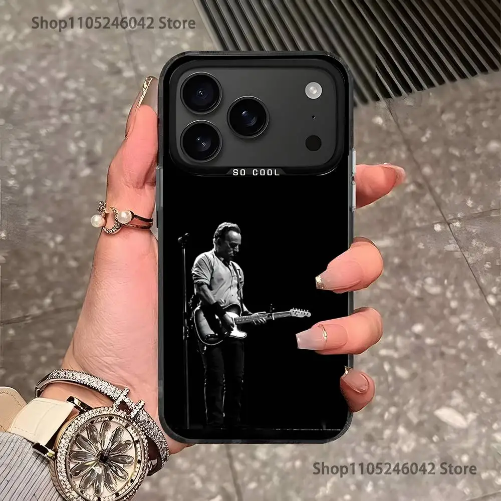 Rock Singer b-ruce Springsteen noir mat antichoc housse de téléphone pour iPhone 17,16,15,14,13,12,11Pro,XS,Max,Plus,Mini,SE4,E