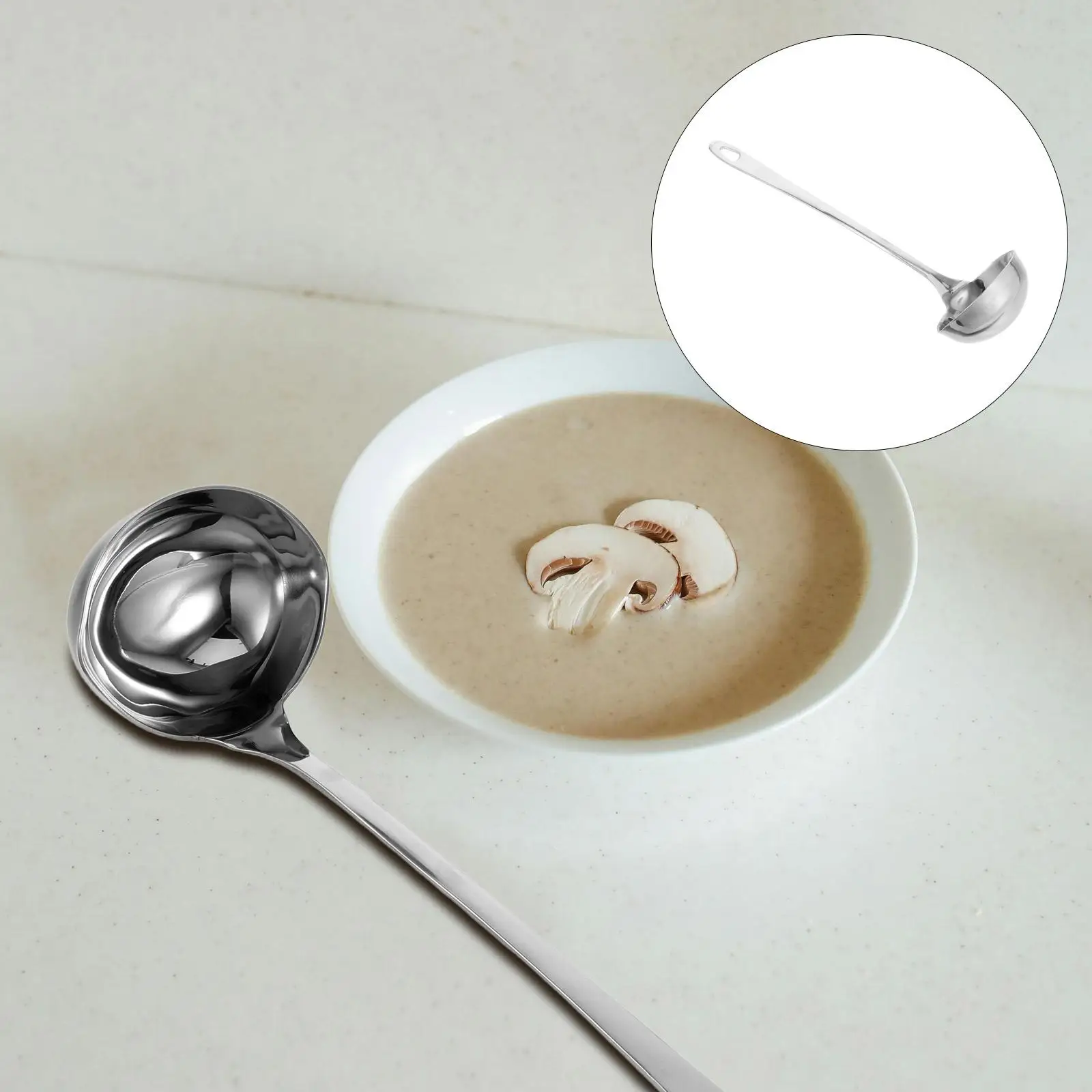 

Double Mouth Spoon Stainless Steel Ladle Pouring Spout Long Handle Kitchen Gadgets Soup Water Spoon Silver Small 201ml