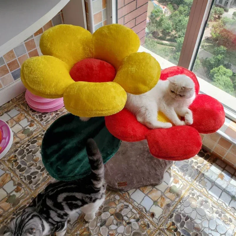 Interactive Cat Play Tower - Colorful Flower Climbing Rack, Scratch Board Sunflower Jumping Frame, Fun Pet Furniture