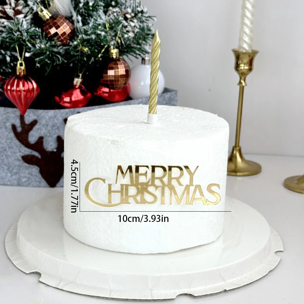3 Stück Gold Silber Acryl Frohe Weihnachten Kuchen Dekoration für Weihnachten Neujahr Thema Party Kuchen Topper Dekorationen Lieferungen – Detail 5