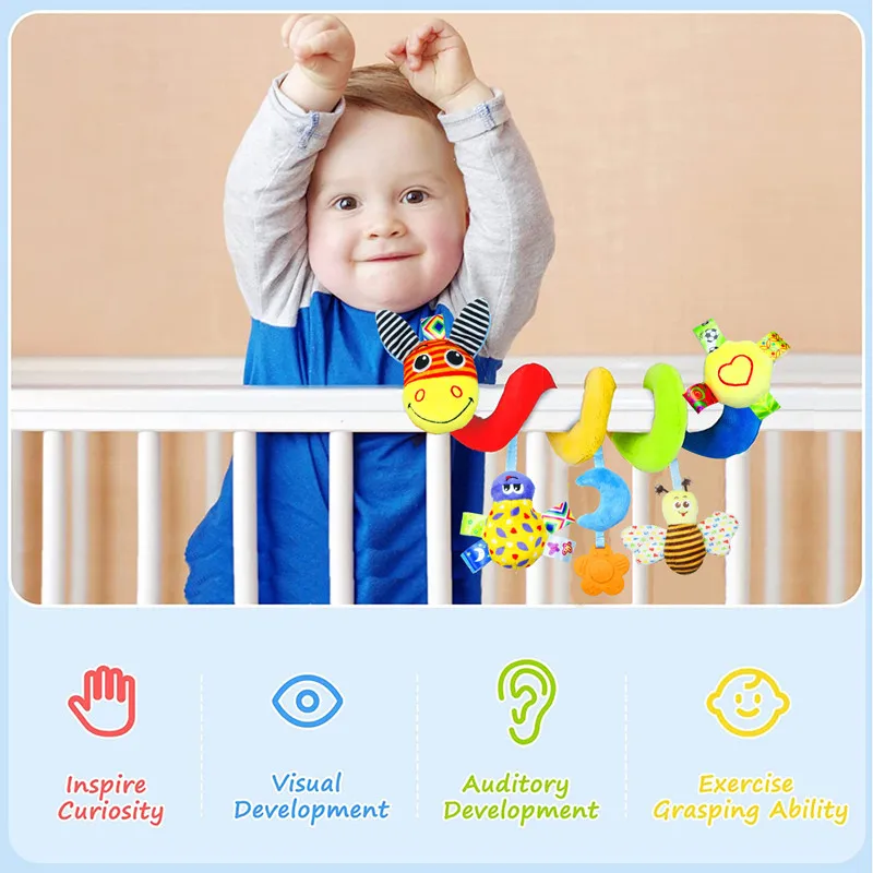 Bunte Plüsch Esel Insekt Baby Bett Spirale Hängen Spielzeug Neugeborenen Kinderbett Auto Sitz Eingewickelt Mobile Rassel Spielzeug Gym Rahmen Aktivität Spielzeug