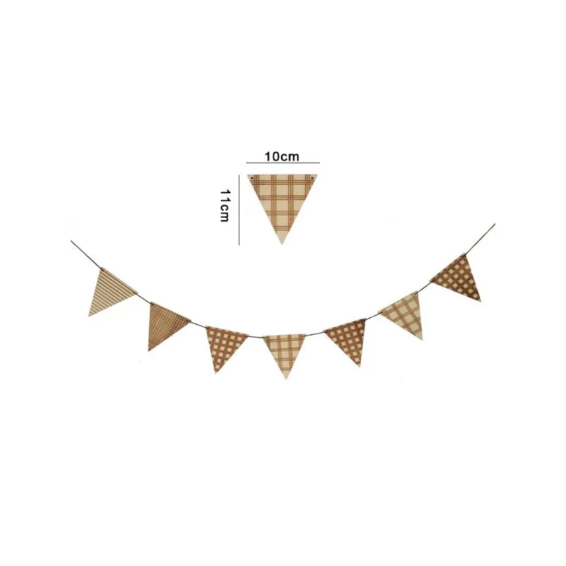 Wooden Triangle Pull Flag String Flag Banner Birthday Party Hang Kids Baby Bedroom Celebration Decor Hanging Wooden Pull Flag