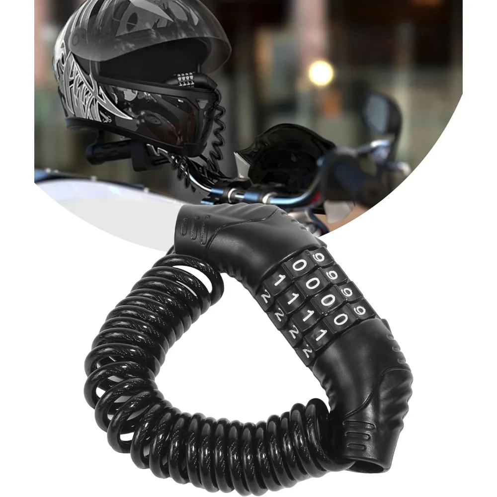 Combination Helmet Lock Retractable Portable for Motorcycle Bike Car Stroller Luggage Security