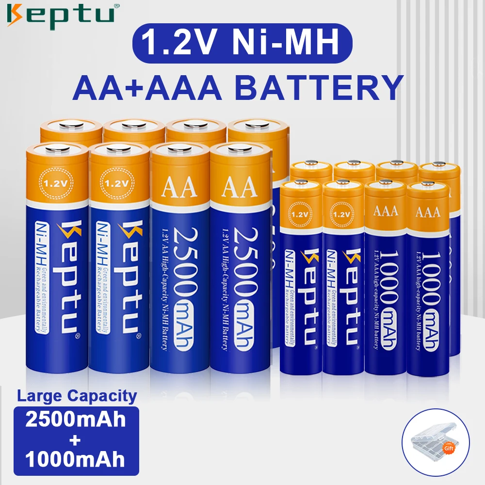 

AA and AAA 1.2V rechargeable battery ni-mh 2A AA 2500mAh / 3A AAA 1000mAh batteries aa aaa batteries