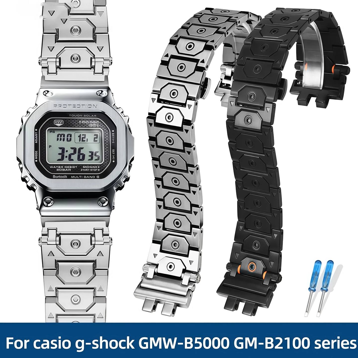 �y�Z�[�����z�J�V�I g-shock GMW-B5000 GM-B2100 GMB2100 MRG-B2100D �V���[�Y�C�����ꂽ�X�e�����X�|�̎��v�x���g�����Y�r���v�A�N�Z�T���[