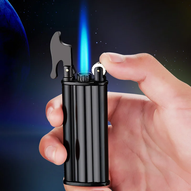 Metal Ultra-thin Portable Butane Grinding Wheel Flint Lighters Windproof Jet Turbo Torch Lighter for Smoking Gadgets for Men