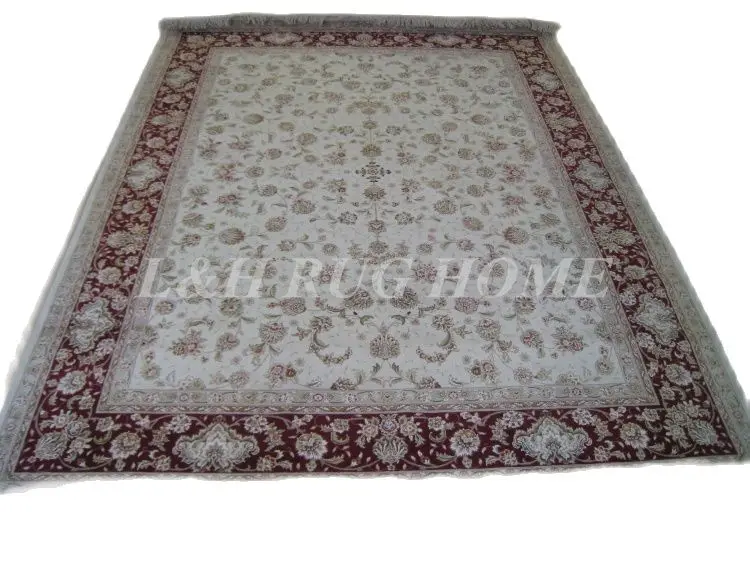 Free shipping 8'X10' 200Line Hand-knotted  Wool and Silk Oriental Persian Rug handmade persian carpet