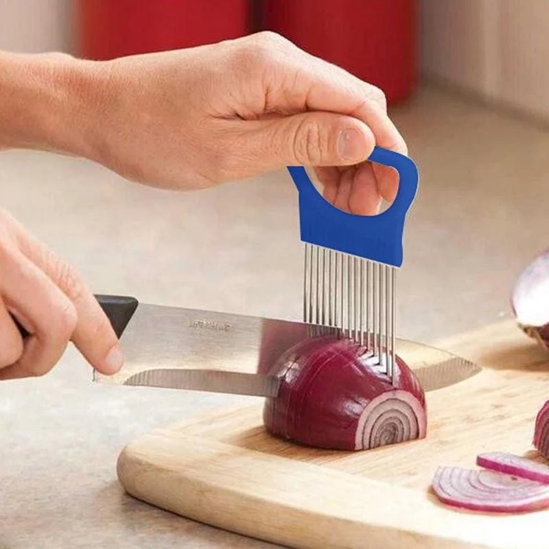 Kitchen Gadgets Handy Stainless Steel Onion Holder Tomato Slicer Vegetable Cutter Cooking Tools