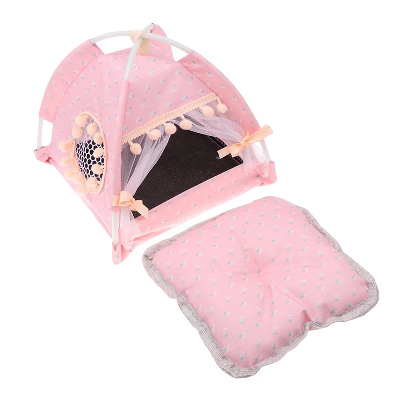 1:12 Dollhouse Simulation Pink Tent Model Mini Doll Travel Camping Decoration Toys Micro Scene Construction Photo Props