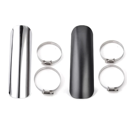 Imagen 2 del producto Silenciador de escape cromado para motocicleta, protector de cubierta de protección térmica para motocicleta, motocross con diámetro de tubo de escape de 50-70mm
