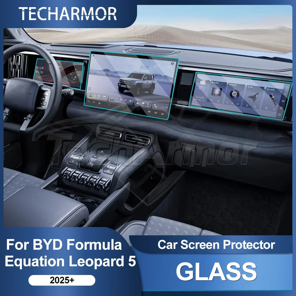 Juego de películas protectoras de vidrio templado para coche BYD Equation Leopard 5 2025 + Protector de pantalla para salpicadero de navegación GPS automática