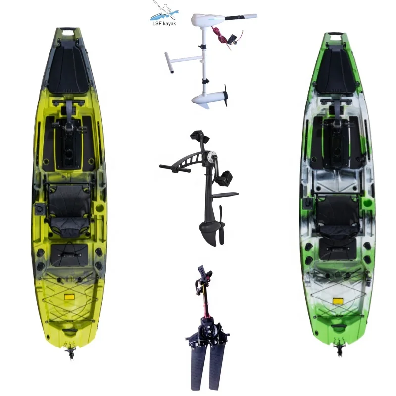 2025New Trend 12FT Three Power Fishing Kayak Motor Kayak Pedal Kayak for Sea Fishing