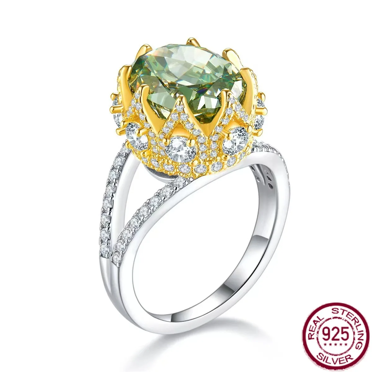 

New popular s925 silver full diamond crown high-end jewelry 10 carat luxurious fashion ring wedding jewelry
