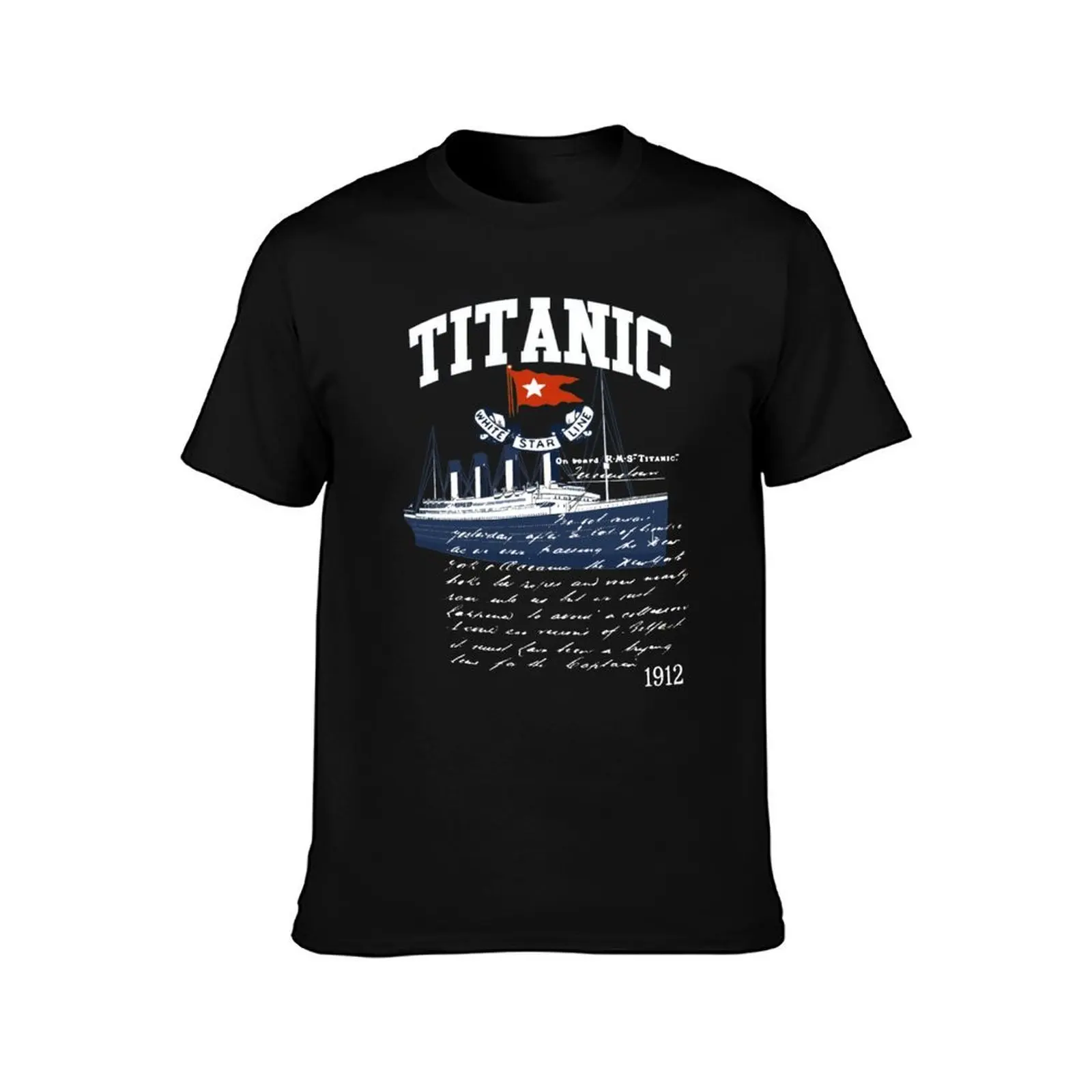 Titanic Vintage Poster Cruise Sinking Ship Atlantic Ocean Voyage T-Shirt Big and Tall Casual T-Shirt