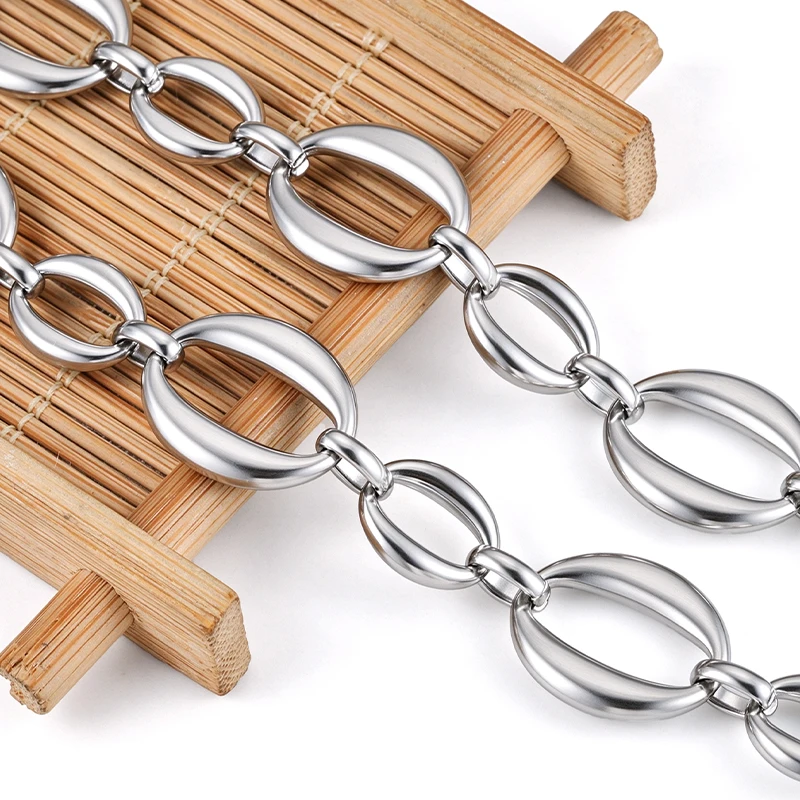 1M Stainless Steel Handmade Chain Heavy Chunky Mixed Size Single Loop Link Chain DIY Necklace Bracelet Jewelry Making Findings