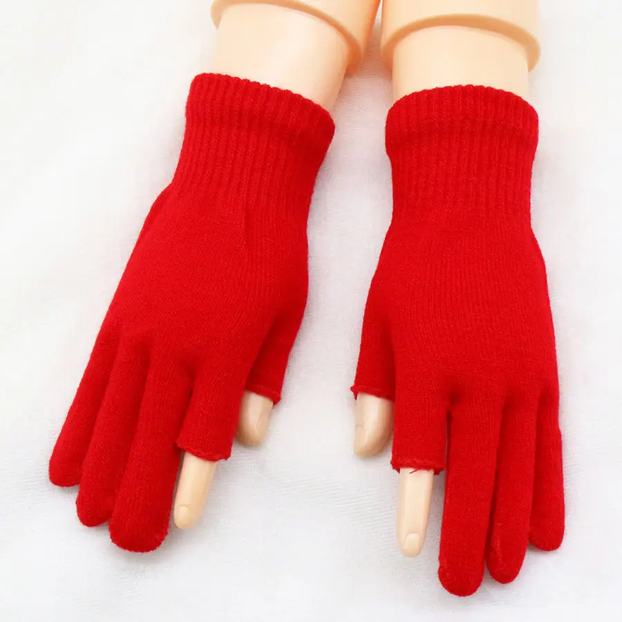 

Модные перчатки без двух пальцев для взрослых, теплые ветрозащитные варежки для активного отдыха, однотонные зимние перчатки