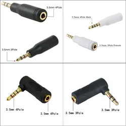 Gold Connector 3.5 jack 3Pole Right Angle Female to 3.5mm 4Pole Male Audio Stereo Plug L Shape 90 Degree Headphone Converter