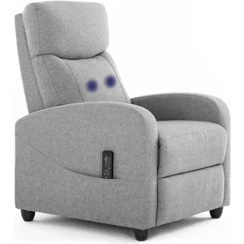 Image Recliner Chair with Massage and Lumbar Support, Small Fabric Home Theater Seating, Adjustable Modern Reclining Chair .