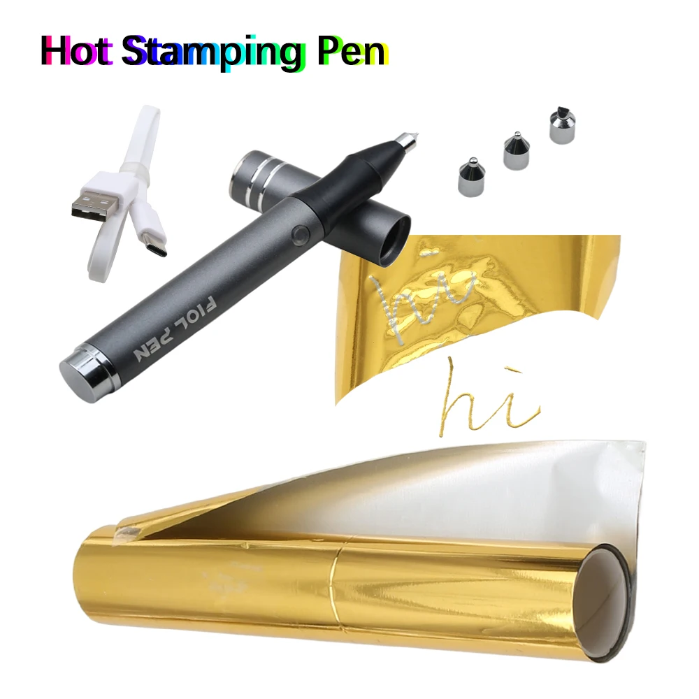 Heated Foil Stamping Pen Writing and Painting on Leather Business Card Gift Box Plastic Wood Personal Signature USB Charging