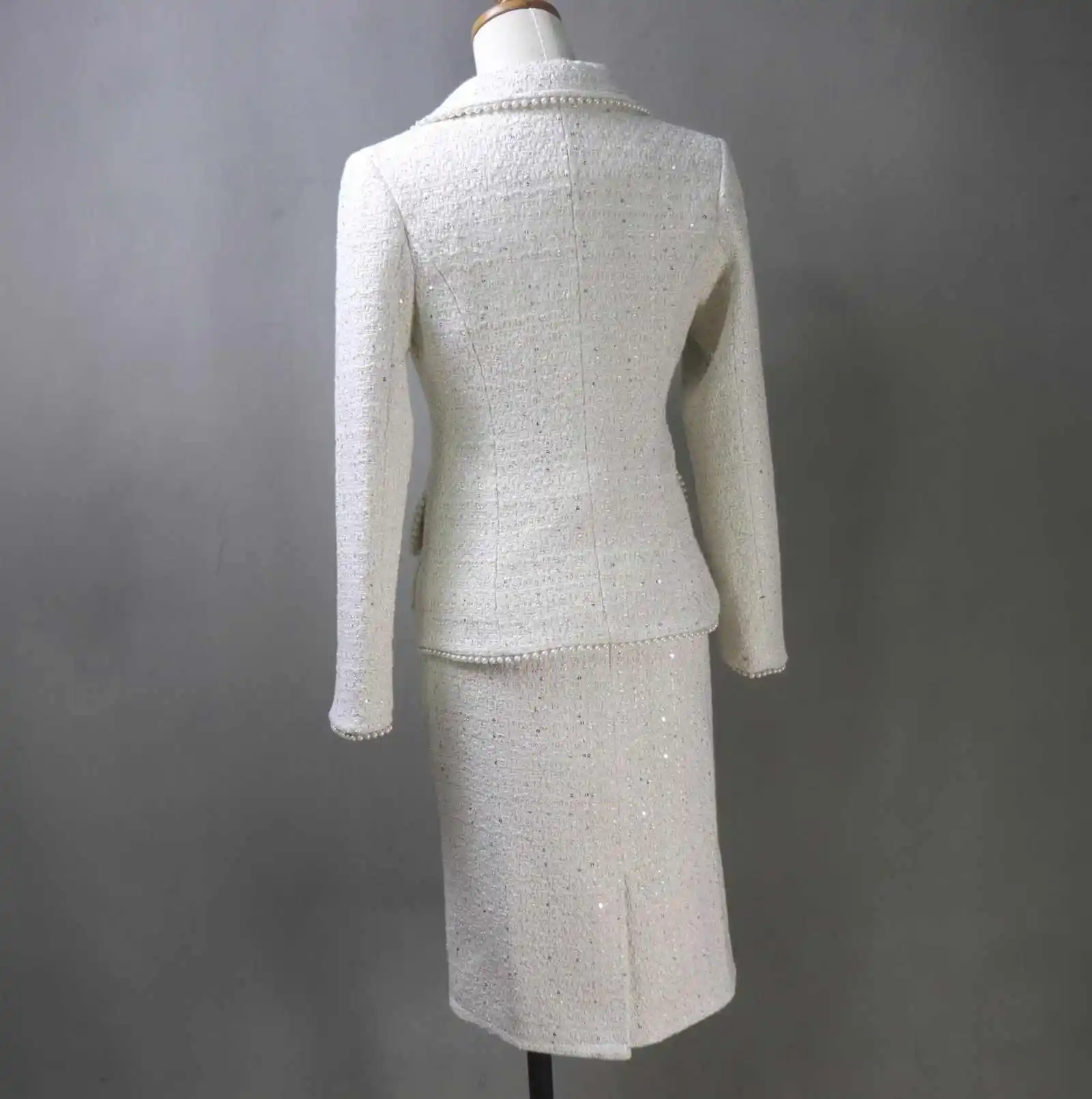 Elegant Women Suits Slim Fit 2 Piece Jacket Skirt Small Fragrance Style Prom Evening Party Wear Customized