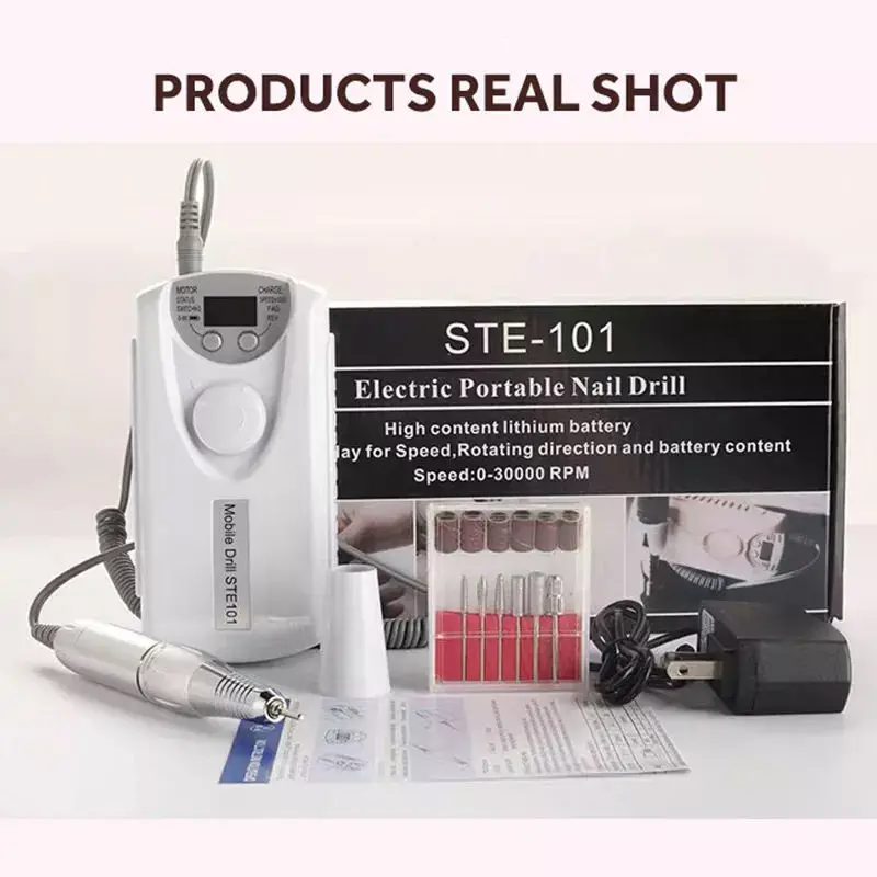 1 Set Electric Nail File Excellent Electric Nail File Machine with Nail Drill Bits Set Lightweight Polishing Machine