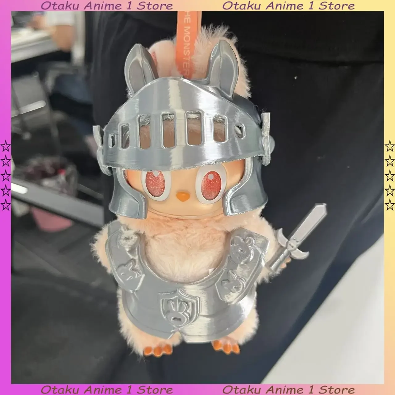 Neue 3D Rüstung Labubu Kleidung Dragon Slayer Ritter Rüstung Schwert Set Mini Plüsch Puppe Kleidung Mode Puppe Zubehör Geschenk
