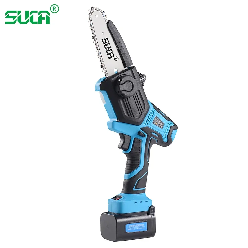 Battery Pole Operated Small Chainsaw Chain Saw Electric Powered Mini Chainsaw Blue 350W Anti-slip SUCA 2 Hours 4000 Rpm 0.88kgs