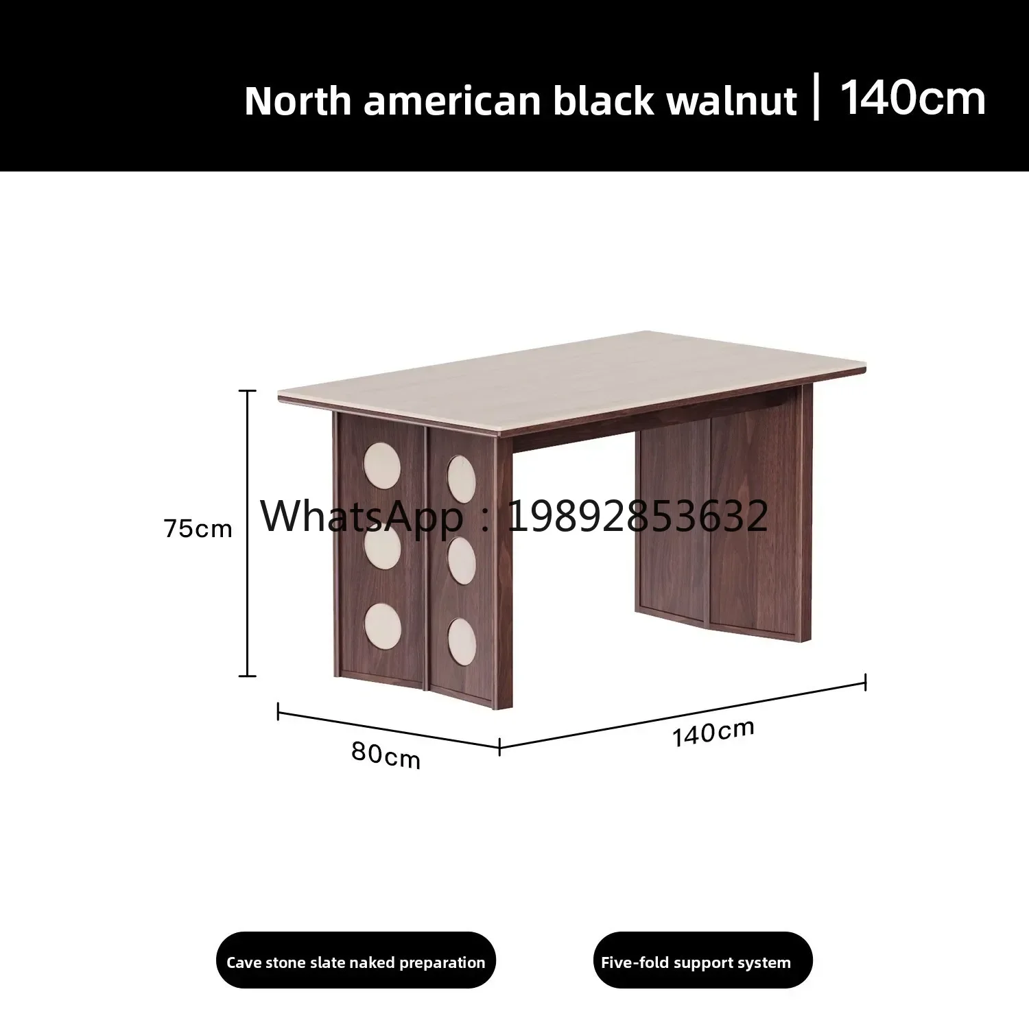 

AB slate black walnut solid wood dining table household rectangular desk dining table and chairs in the ancient style