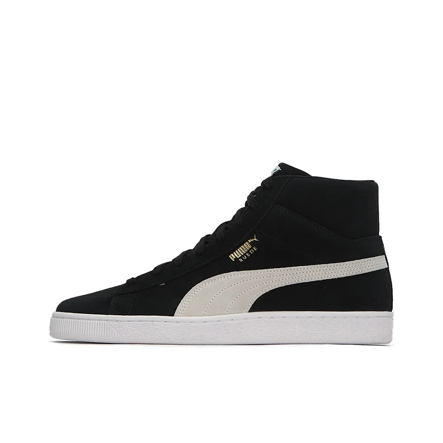 PUMA Suede Mid XXI Abrasion Resistant Lightweight Mid top Skateboard Shoes Unisex Black White 380205-01