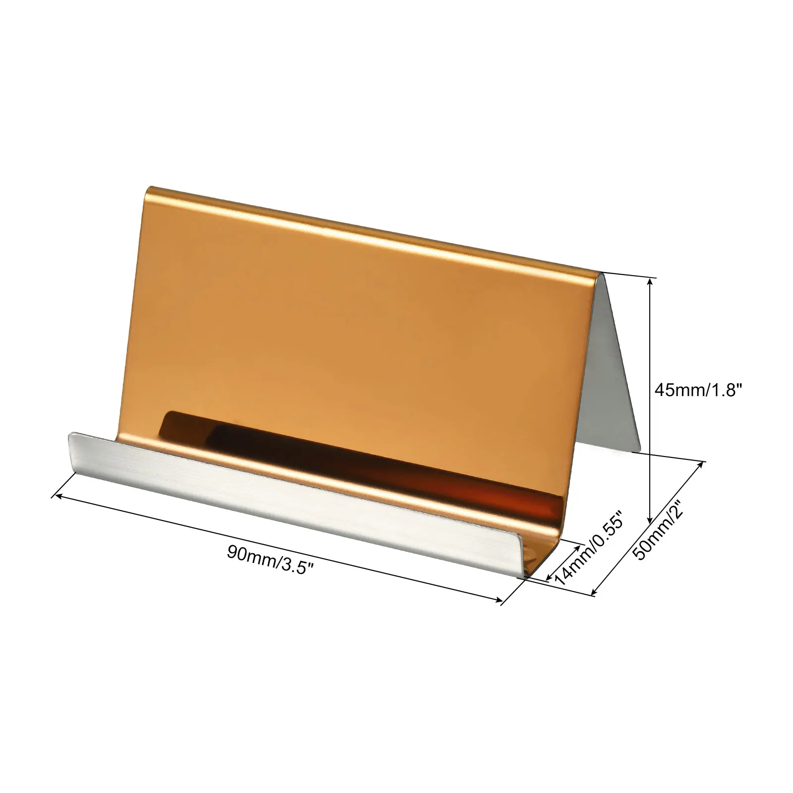 2Pcs Business Card Holder Office Name Tag Display Rack Brushed/Reflective 304 Stainless Steel Desktop Name Cards Display Stand