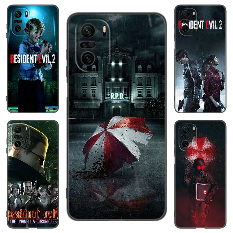 R-RESIDENT GAME EVILS Black Silicone Phone Case For Xiaomi POCO X3 X4 NFC F2 F5 M3 M4 M6 X3 X4 X5 Pro 5G F3 GT C65 F4 M5 X2